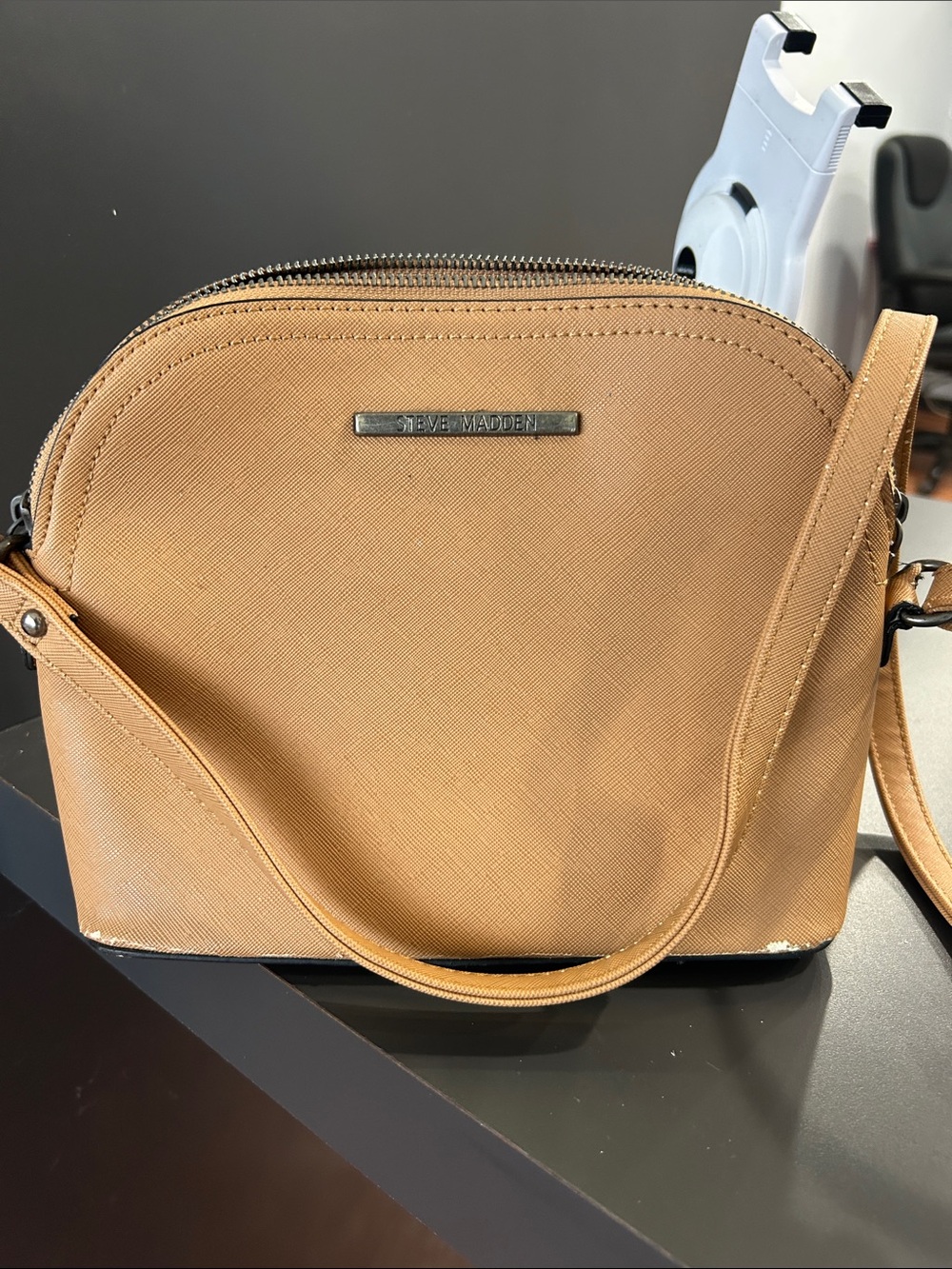 Steve Madden Caramel Tan Dome Crossbody Bag